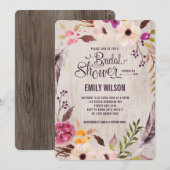 Rustieke Bloemen Bruids Douche Uitnodiging Boho Pa (Voorkant / Achterkant)