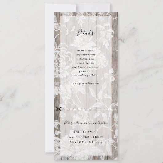 Rustieke bloemen bruiloft uitnodiging met rsvp bev (Achterkant)