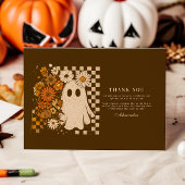 Rustieke Bloemen Checkerboard Ghost 1st Verjaardag Bedankkaart