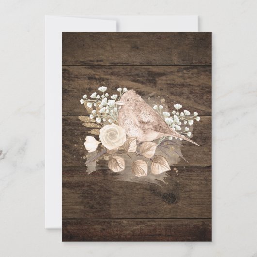 Rustieke Bloemen Country Wood Wedding Kaart (Achterkant)