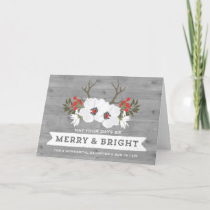 Rustieke Bloemen Dochter en Zoon in de wet Kerstmi Feestdagen Kaart