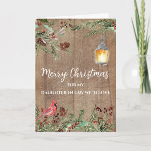 Rustieke bloemen Dochter in Law Vrolijk Kerstfeest Kaart