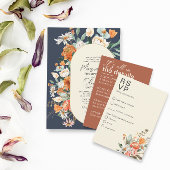 Rustieke bloemen Dubbele boog Marine bruiloft Kaart