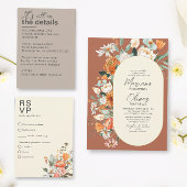 Rustieke bloemen Dubbele boog Terracotta bruiloft Kaart