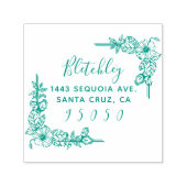 Rustieke Bloemen & Elegant Script Retouradres Zelfinktende Stempel (Design)