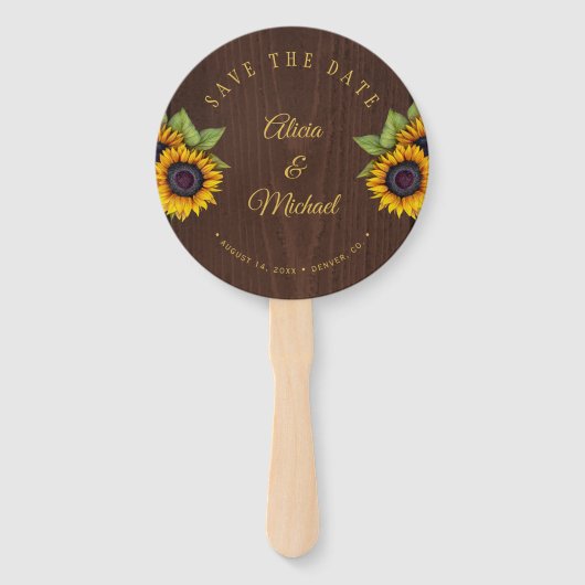 Rustieke bloemen elegante schuur hout bruiloft sav handwaaier (Voorkant)