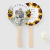 Rustieke bloemen elegante trouwfoto opslaan datum handwaaier (Voorkant en achterkant)
