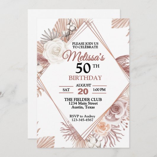 rustieke bloemen elke leeftijd verjaardagsfeestje kaart (Voorkant / Achterkant)