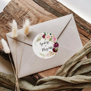 Rustieke Bloemen en Botanische Bruiloft Envelop Af Ronde Sticker
