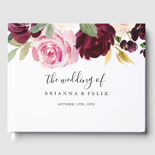 Rustieke Bloemen en Botanische Foliage Bruiloft Gastenboek (Voorkant)