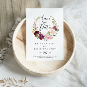 Rustieke Bloemen en Botanische Foliage Bruiloft Save The Date