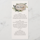Rustieke bloemen en houtluizen gewei bruiloft menu (Voorkant)
