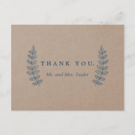 Rustieke bloemen | Faux Kraft Bedankt Briefkaart