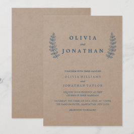 Rustieke bloemen | Faux Kraft bruiloft uitnodiging