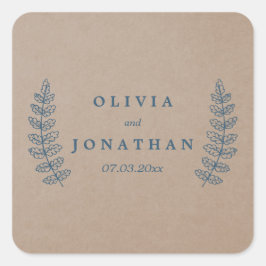 Rustieke bloemen | Faux Kraft Trouwstickers Vierkante Sticker