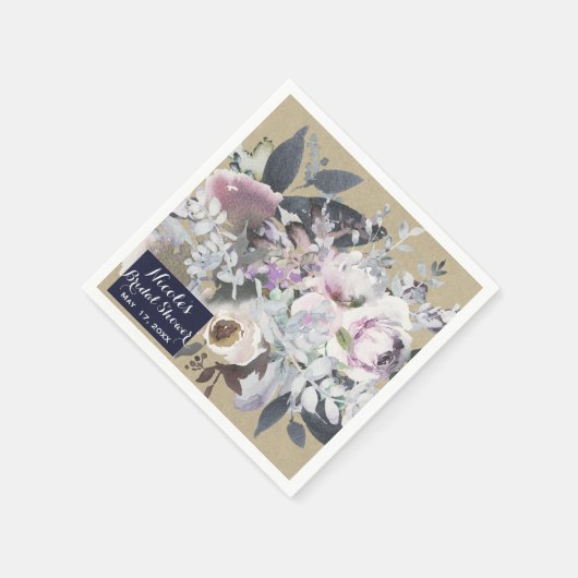 Rustieke Bloemen Glam Navy Kraft Bruiloft Bruids C Servetten (Hoek)