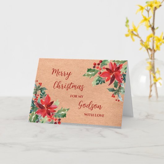 Rustieke bloemen Godson Vrolijk Kerstfeest Kaart (Gele Bloem)