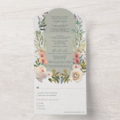Rustieke Bloemen Groene Salie bruiloft All In One Uitnodiging (Binnen)