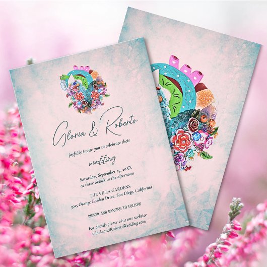 Rustieke Bloemen Hart Mexicaanse Bruiloft Kaart