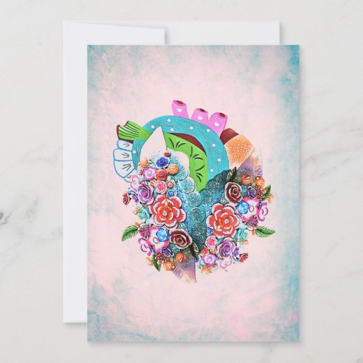 Rustieke Bloemen Hart Mexicaanse Bruiloft Save the Kaart (Achterkant)