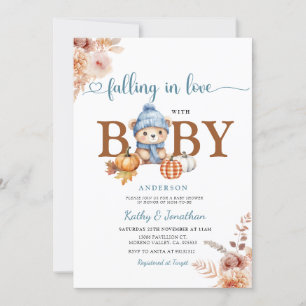Rustieke Bloemen Herfst in Liefde Blauw Beer Baby  Kaart