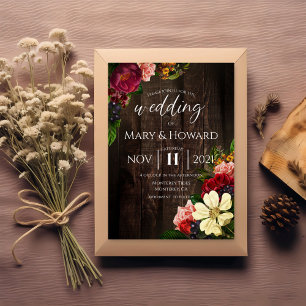 Rustieke Bloemen Huwelijk - Donker Hout & Botanisc Kaart