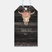 Rustieke Bloemen Koe Schedel Boho Chic Custom Part Cadeaulabel (Achterkant)