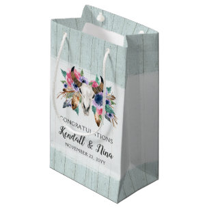 Rustieke Bloemen Koe Schedel Boho Waterverf Bruilo Klein Cadeauzakje