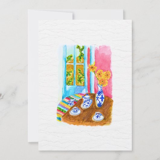 Rustieke Bloemen Koffie Instelling Housewarming Kaart (Achterkant)