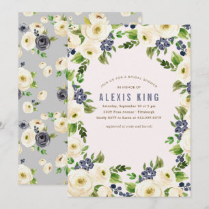 Rustieke Bloemen Krans Bruids Douche Uitnodiging