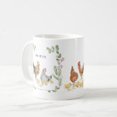 Rustieke Bloemen Leuke Kip Monogram Naam Mok (Voorkant links)