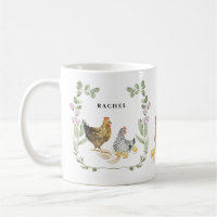 Rustieke Bloemen Leuke Kip Monogram Naam Mok