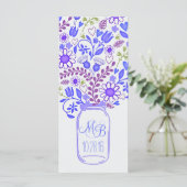 Rustieke Bloemen Mason Jar Blauwe Trouwprogramma's Programma (Staand voorkant)