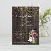 Rustieke Bloemen Mason Jar Gold String Lights Brui Kaart (Staand voorkant)