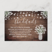 Rustieke Bloemen Mason Jar Lights Bruiloft Details Informatiekaartje (Voorkant)