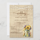 Rustieke Bloemen Mason Jar op hout bruiloft uitnod Kaart (Voorkant)