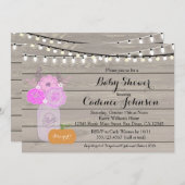 Rustieke Bloemen Meisje Paarse Baby shower Uitnodi Kaart (Voorkant / Achterkant)
