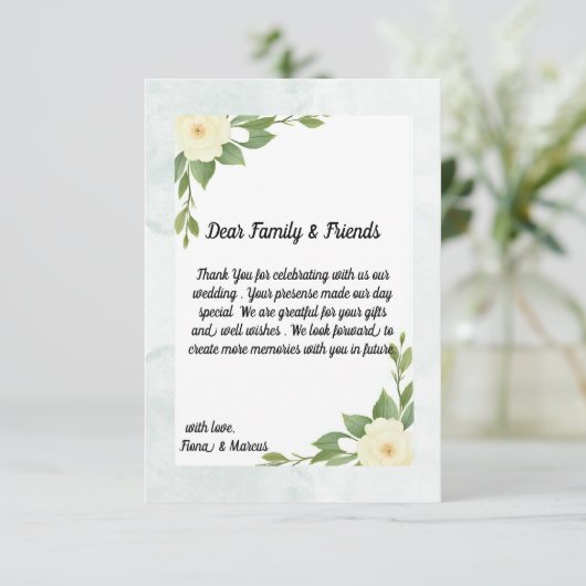 Rustieke bloemen & minimalistische bedankkaart (Staand voorkant)