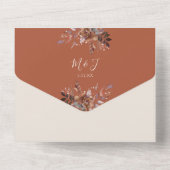 Rustieke Bloemen Monogram Herfst Herfst Bruiloft All In One Uitnodiging (Achterkant)