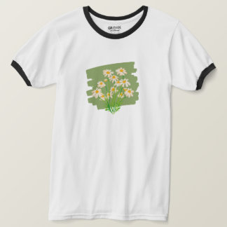 Rustieke Bloemen Ontwerp op Groene Achtergrond T-shirt