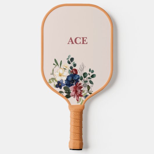 Rustieke bloemen op maat Monogram Pickleball Paddle (Achterkant)
