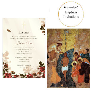 Rustieke bloemen Orthodoxe doop Kaart