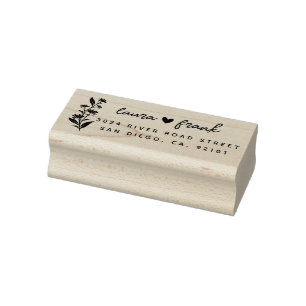 Rustieke Bloemen Paar Namen Huwelijk Retour Adres Rubberstempel