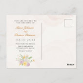 Rustieke bloemen paar ring bruiloft briefkaart (Achterkant)