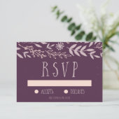 Rustieke Bloemen Paarse Bruiloft RSVP (Staand voorkant)