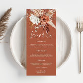 Rustieke Bloemen Pampas Grassen bruiloft Terracott Menu