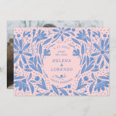 Rustieke bloemen Periwinkle roze Save The Date (Voorkant / Achterkant)