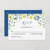Rustieke bloemen | R S V P Reply Kaart Navy Geel (Voorkant / Achterkant)