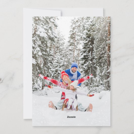 Rustieke Bloemen Rode Bullfinch Vogel Sneeuw Kerst Feestdagenkaart (Achterkant)