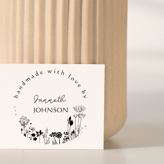Rustieke Bloemen Ronde Custom Handgemaakt Met Love Rubberstempel